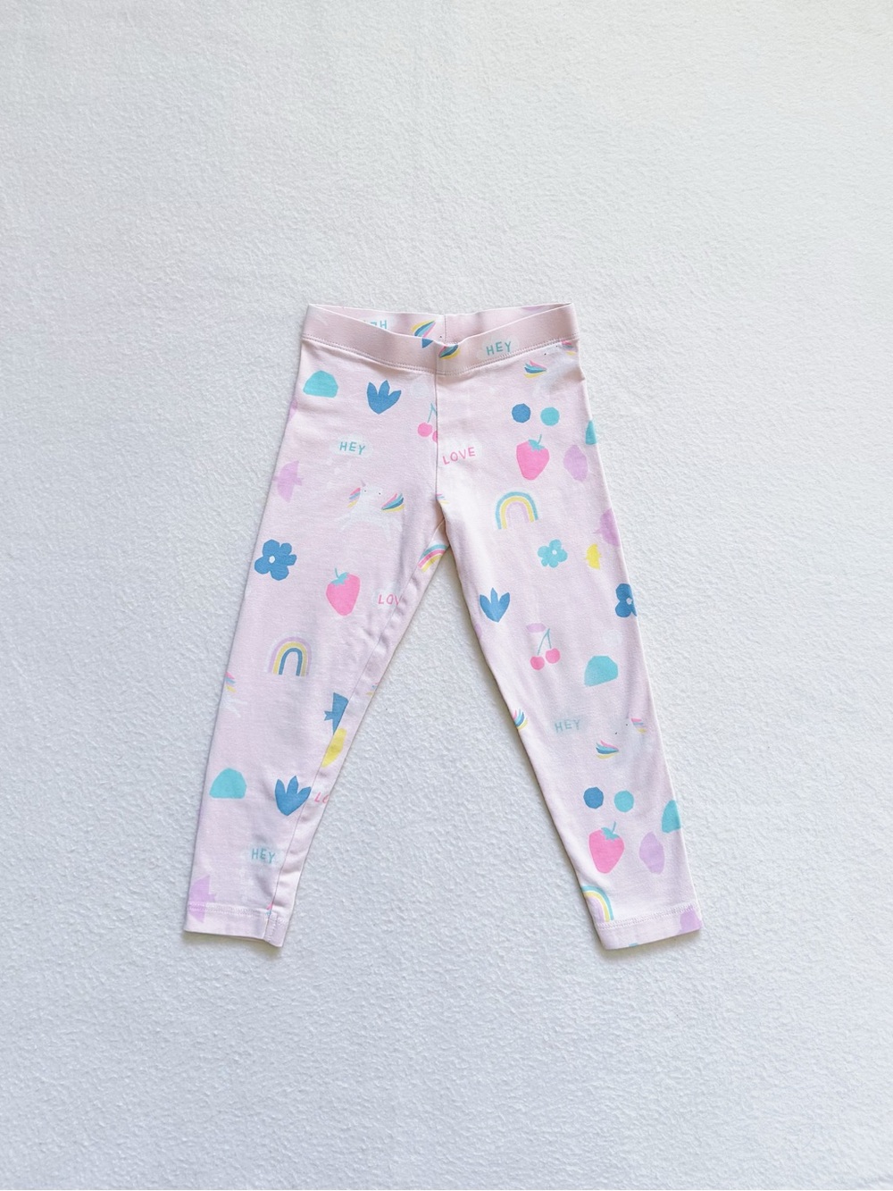 5/$18 Marks and Spencer Pink Unicorn Rainbow Strawberry Toddler Leggings Soft 2T